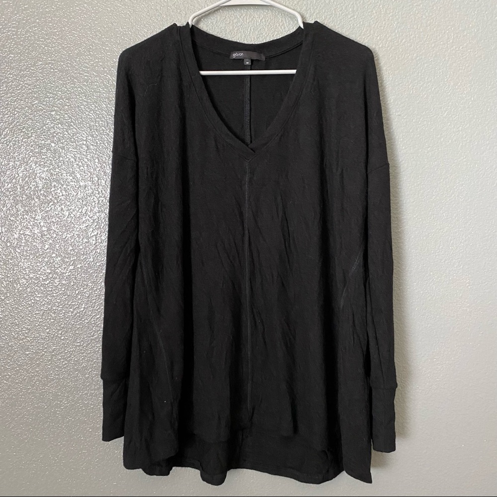 Gibson Look Women's Blouse Black Size M Long Sleeve V-neck Soft Pullover